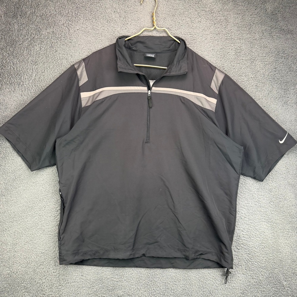 Nike Golf Mens XL Black Gray Short Sleeve 1/4 Zip Windshirt Pullover Jacket
